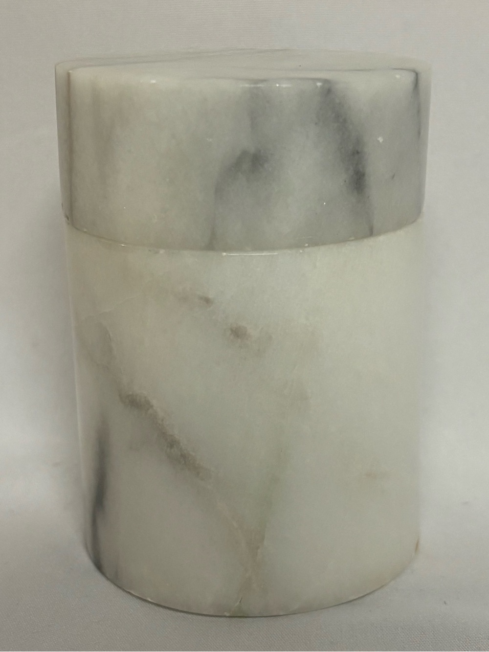 Polished White Marble Lidded Jar Spice Salt Cellar Storage Vanity Canister 4"